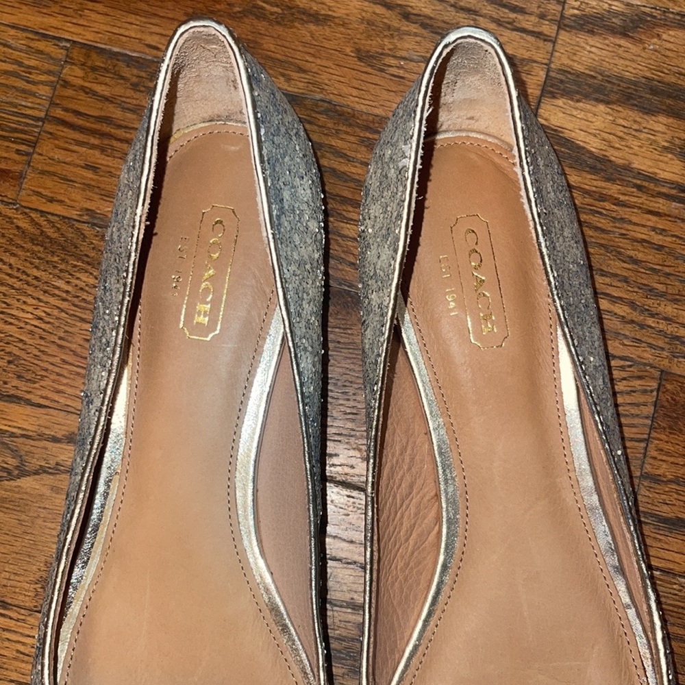 Coach Marah Glitter Bow Slip On Loafers Flats Platinum Metallic 7.5 - Picture 10 of 10